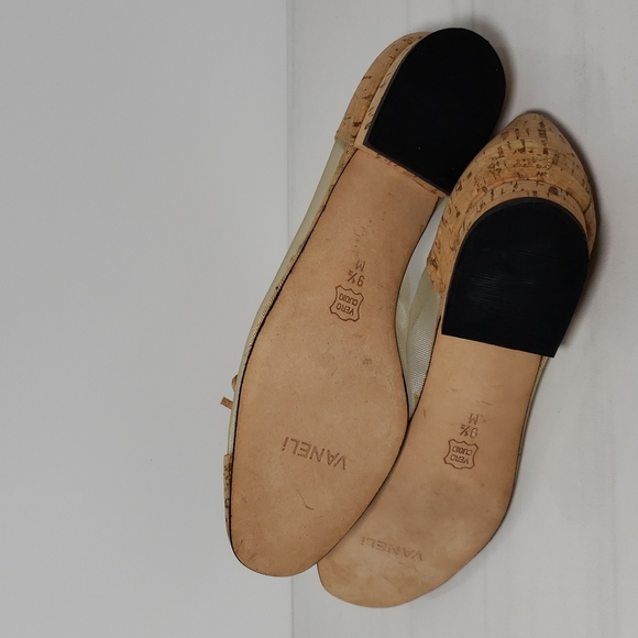 Vintage Rare Vaneli Cork & Mesh Bow Accent Ballet Flats Size 9.5 M - Picture 15 of 16